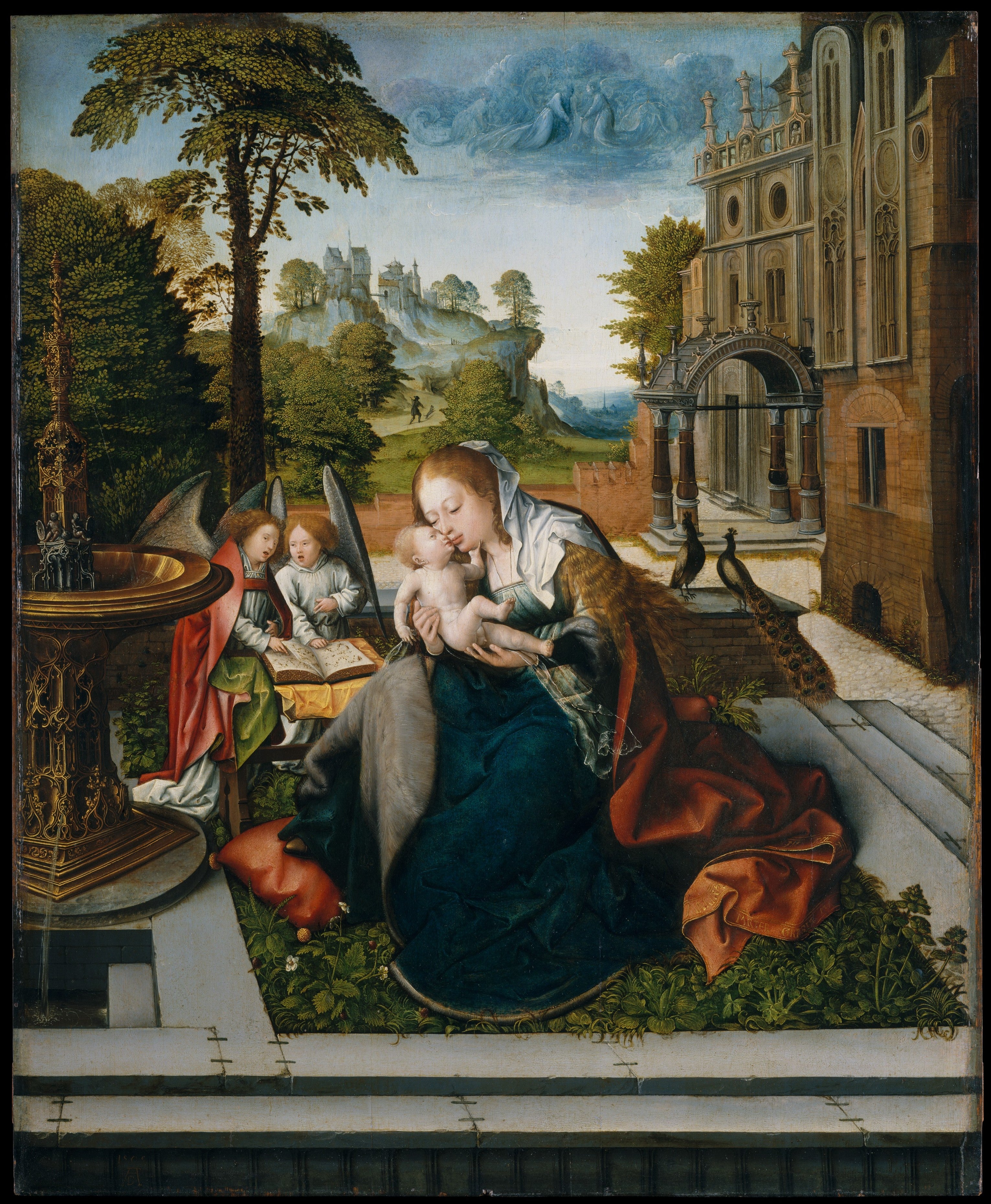 Vierge à l'Enfant avec des anges - Bernard van Orley image 1 reproduction artisanale de tableau