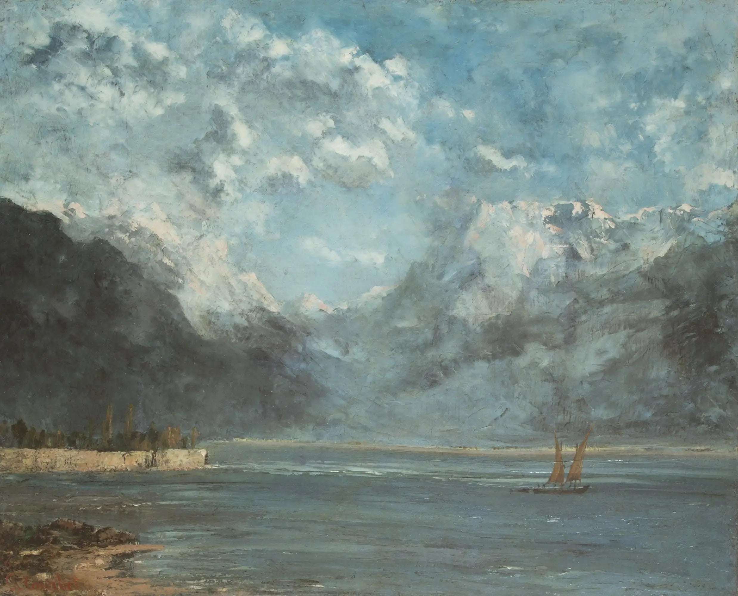 Vue du lac Léman - Gustave Courbet image 1 copie de tableau peinte à la main