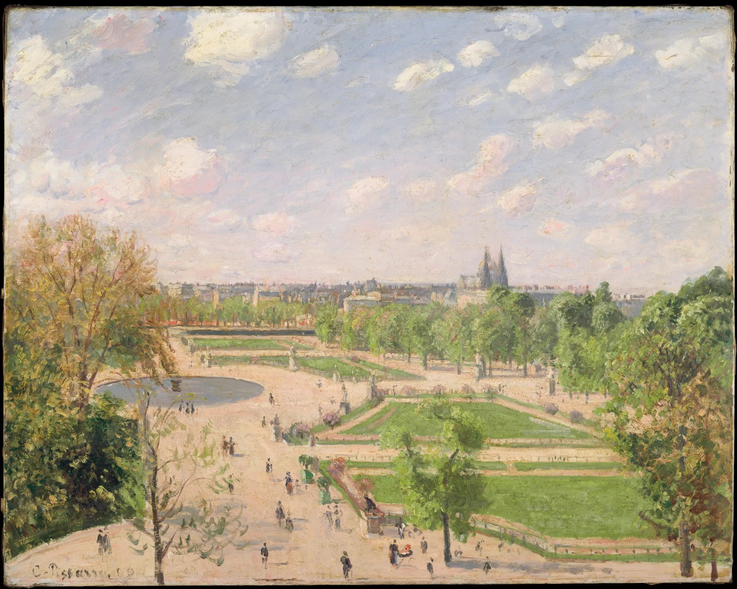 Reproduction du tableau « Le Jardin des Tuileries par un matin de printemps - Camille Pissarro » par Alpha Reproduction en peinture à l’huile