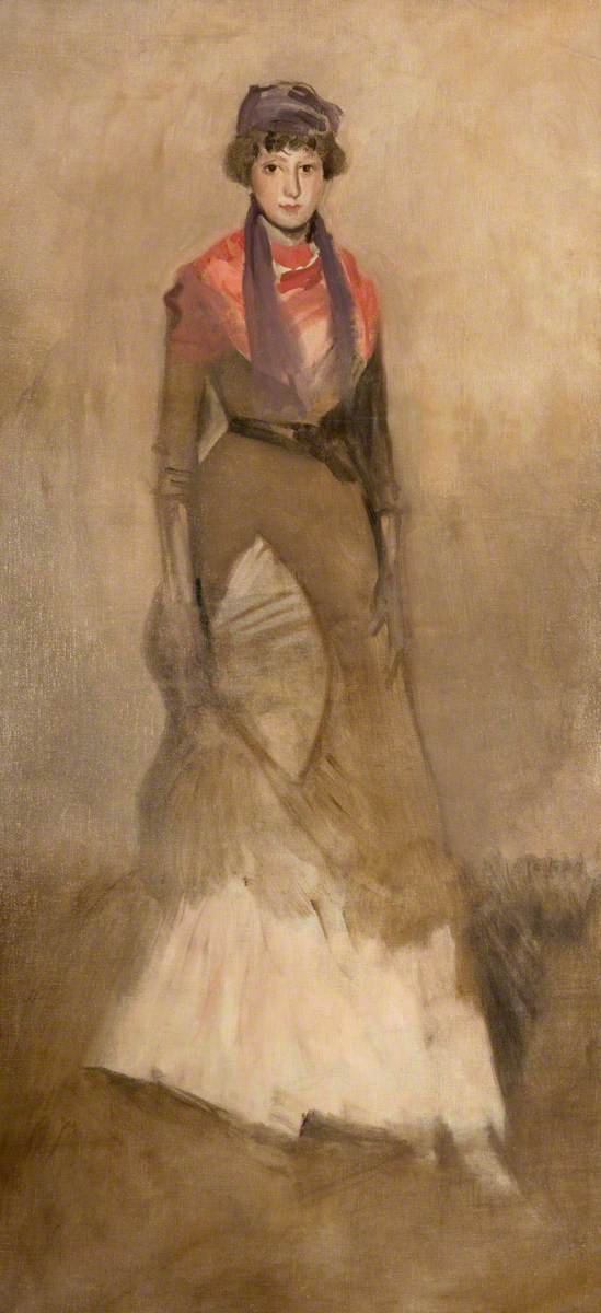 Reproduction du tableau « Harmonie en couleur fauve et violet : Miss Finch - James Abbott McNeill Whistler » par Alpha Reproduction en peinture à l’huile