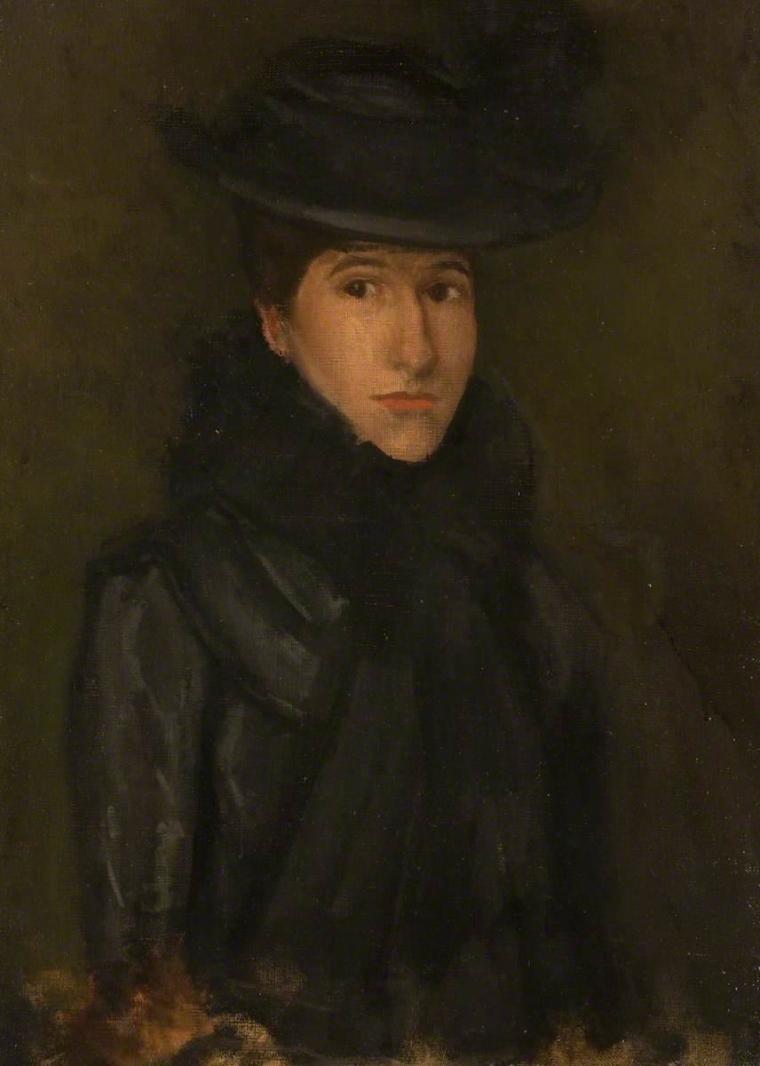 Reproduction du tableau « Le Chapeau Noir - Mademoiselle Rosalind Birnie Philip ; 1900-1902 - James Abbott McNeill Whistler » par Alpha Reproduction en peinture à l’huile