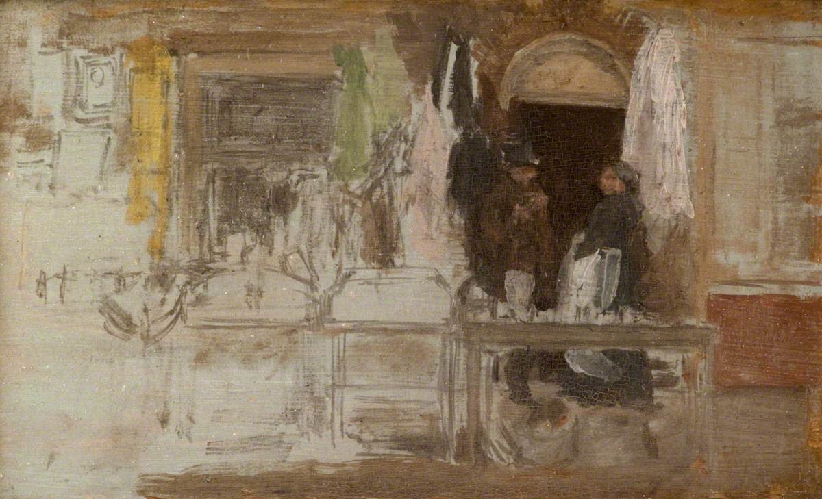 Reproduction du tableau « Le vieux magasin de vêtements, Houndsditch - James Abbott McNeill Whistler » par Alpha Reproduction en peinture à l’huile