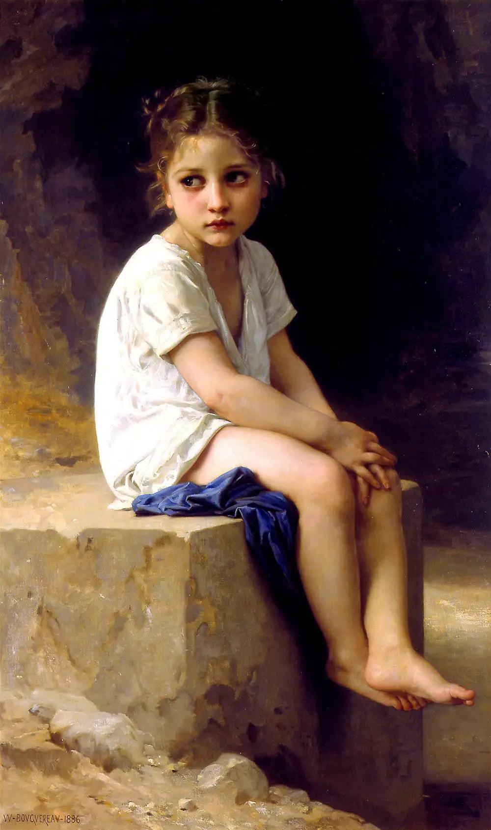 Reproduction du tableau « Au pied de la falaise - Bouguereau » par Alpha Reproduction en peinture à l’huile