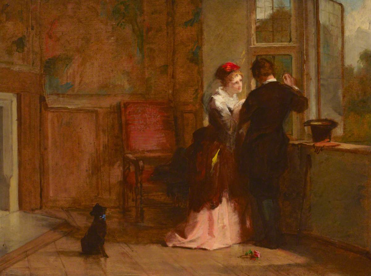 Rencontre amoureuse dans un intérieur de Haddon Hall - William Powell Frith