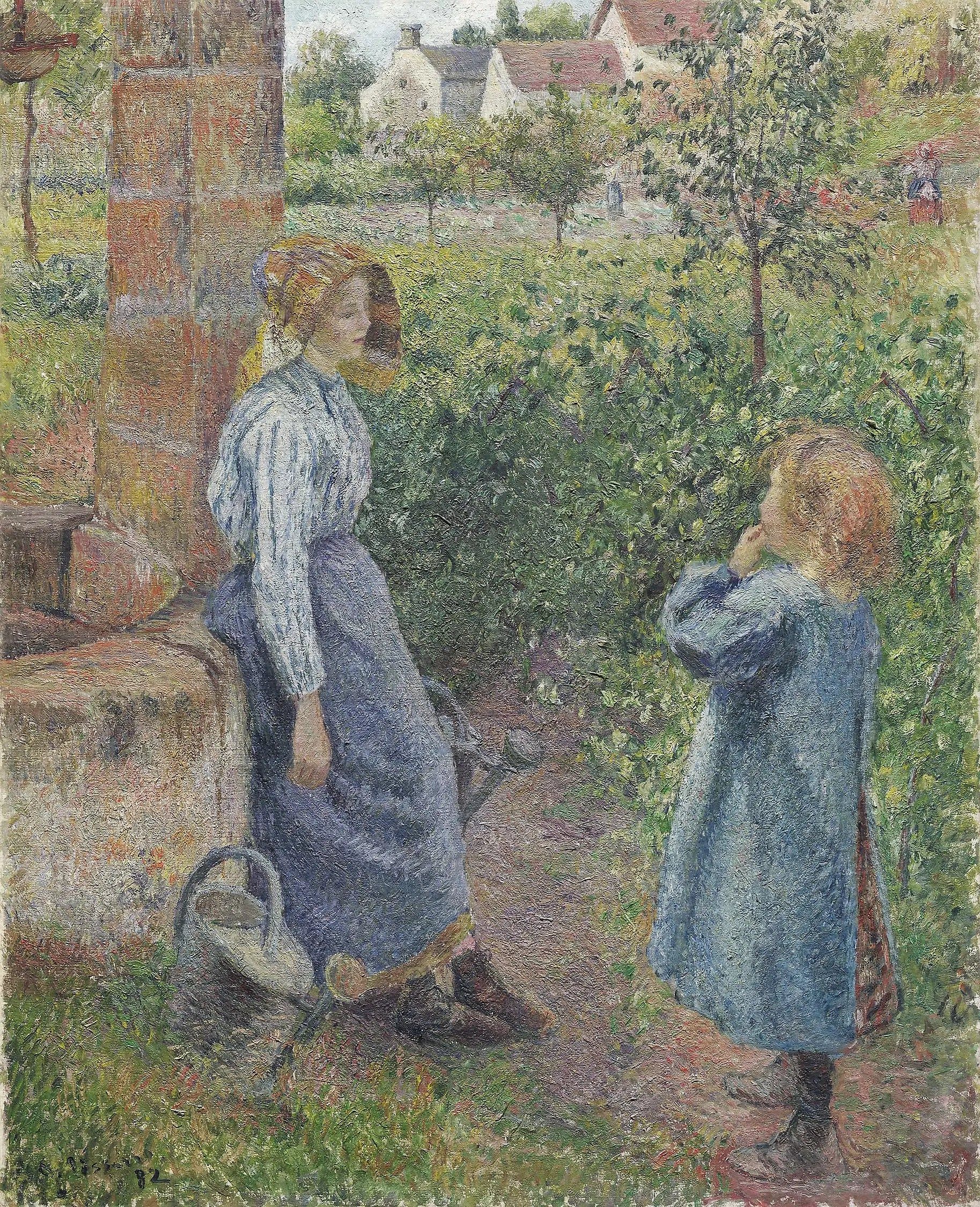 Reproduction du tableau « Femme et enfant au puits - Camille Pissarro » par Alpha Reproduction en peinture à l’huile