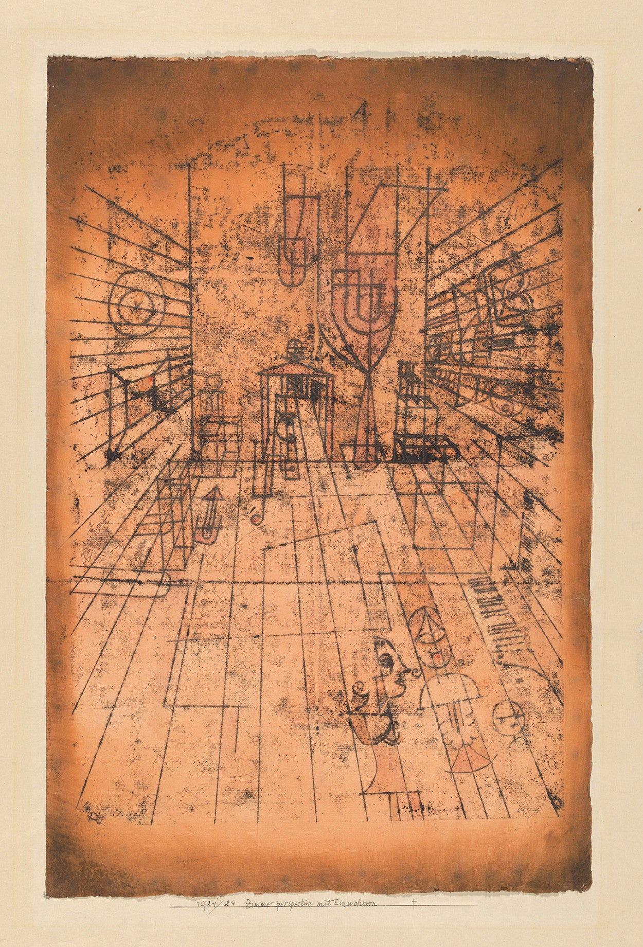 Zimmerperspective mit Einwohnern, 1921, 24 — Paul Klee
