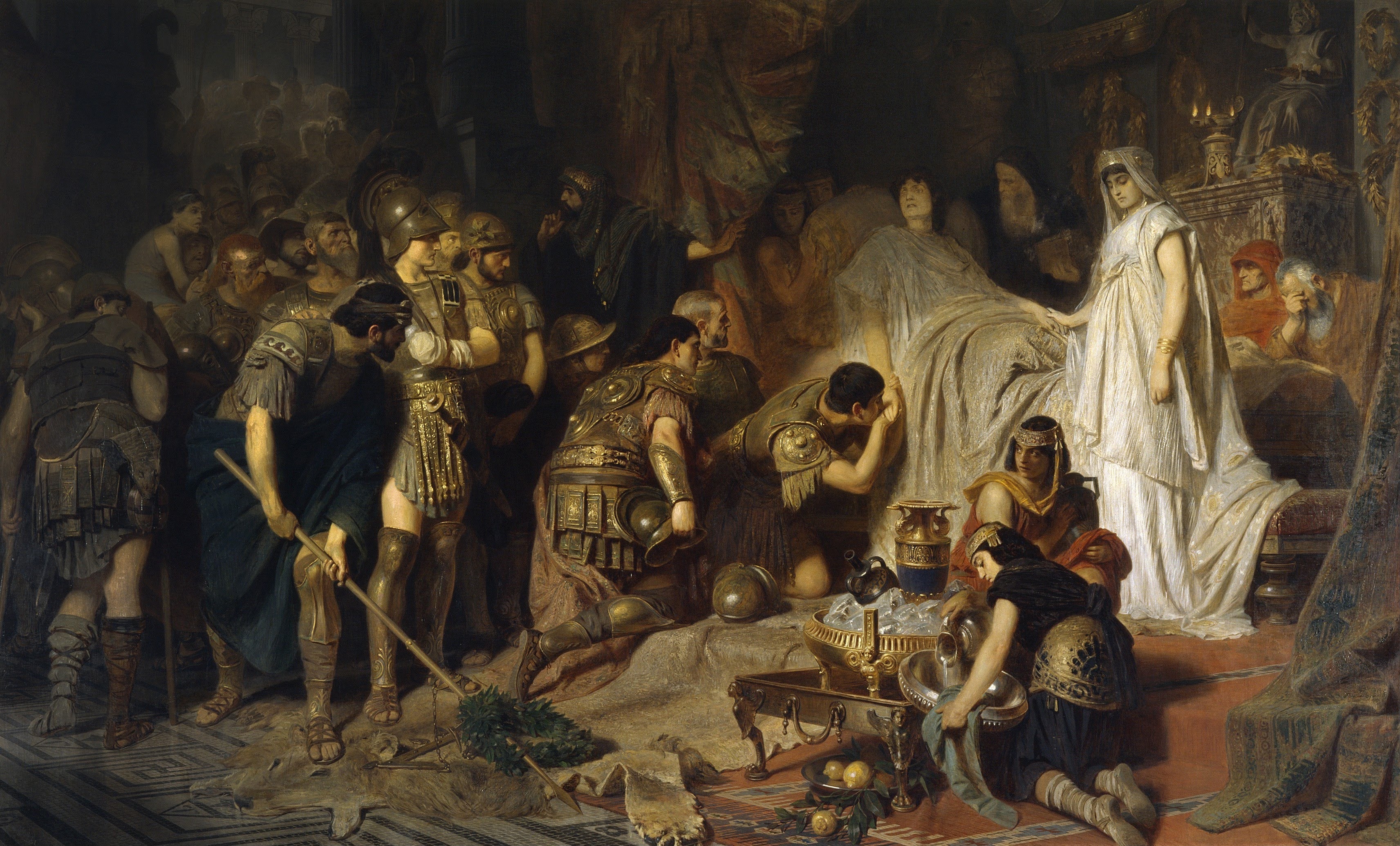 À l'article de la mort, Alexandre le Grand fait ses adieux à son armée. - Karl von Piloty image 1 copie de tableau peinte à la main