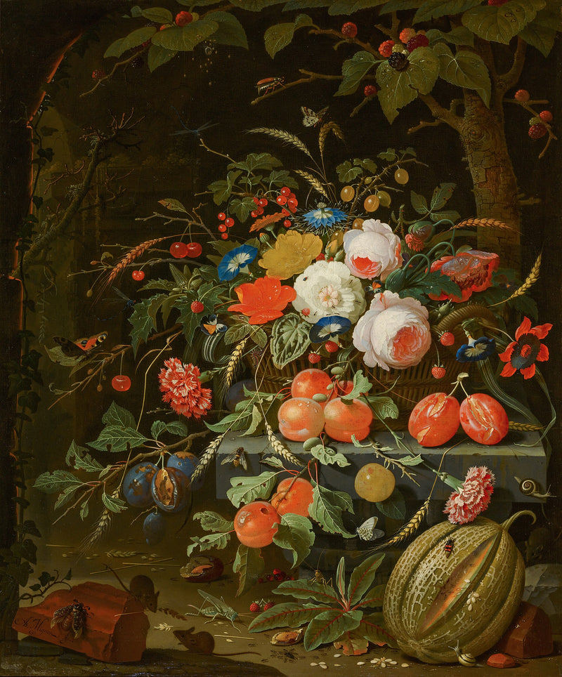 Nature morte aux fleurs et fruits - Abraham Mignon