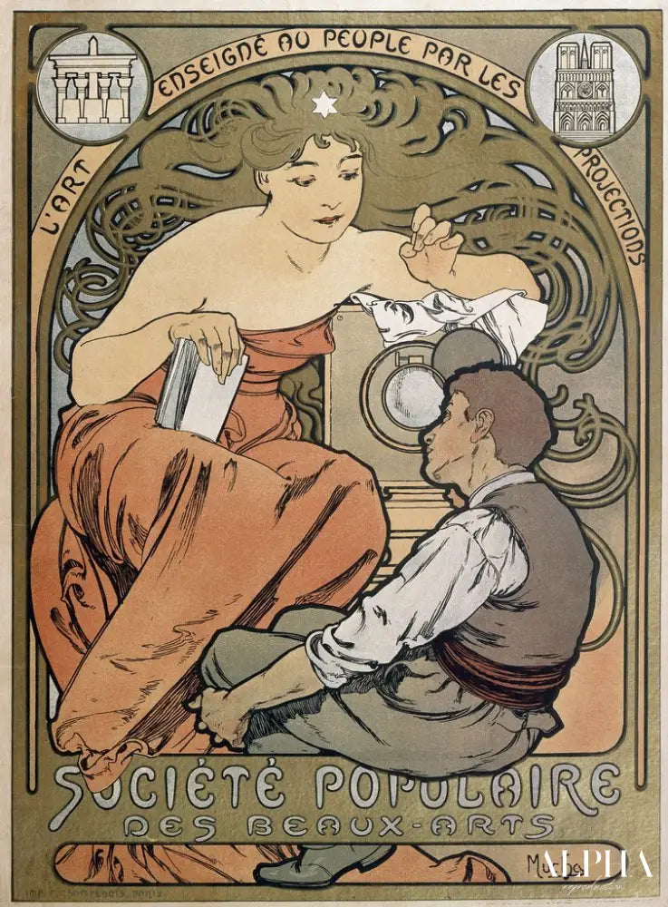 Affiche pour la Société Populaire des Beaux Arts - Mucha - Reproductions de tableaux et peintures haut de gamme