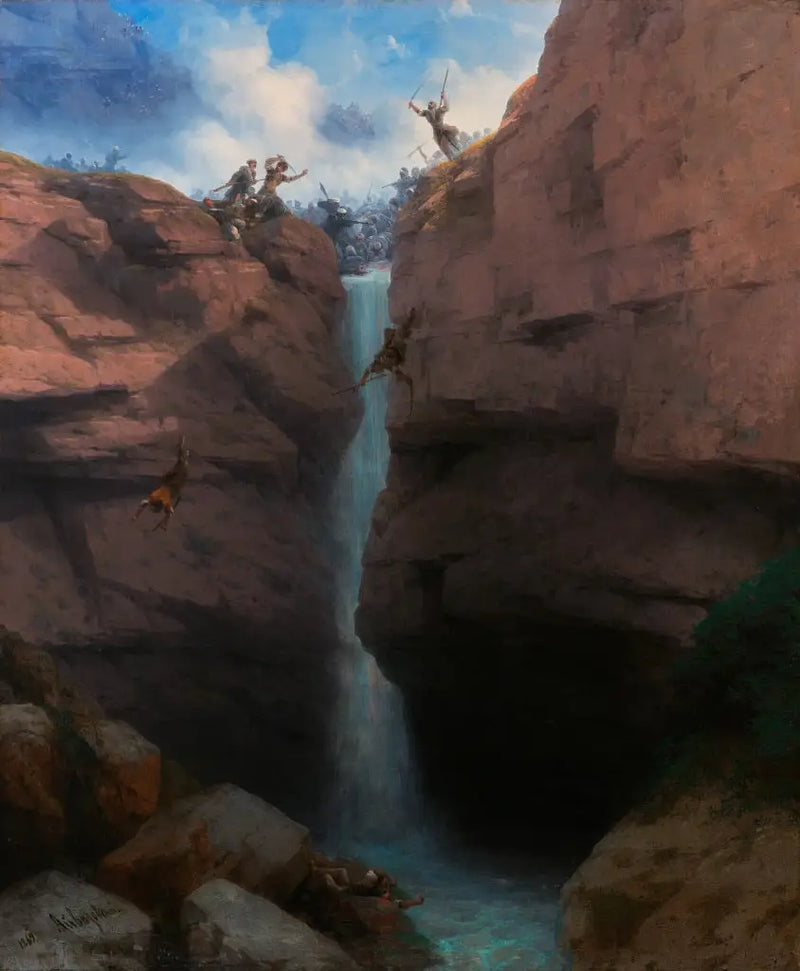 Gunib에서 Chirvans와 Mourides 간의 충돌 - Ivan Aïvazovski