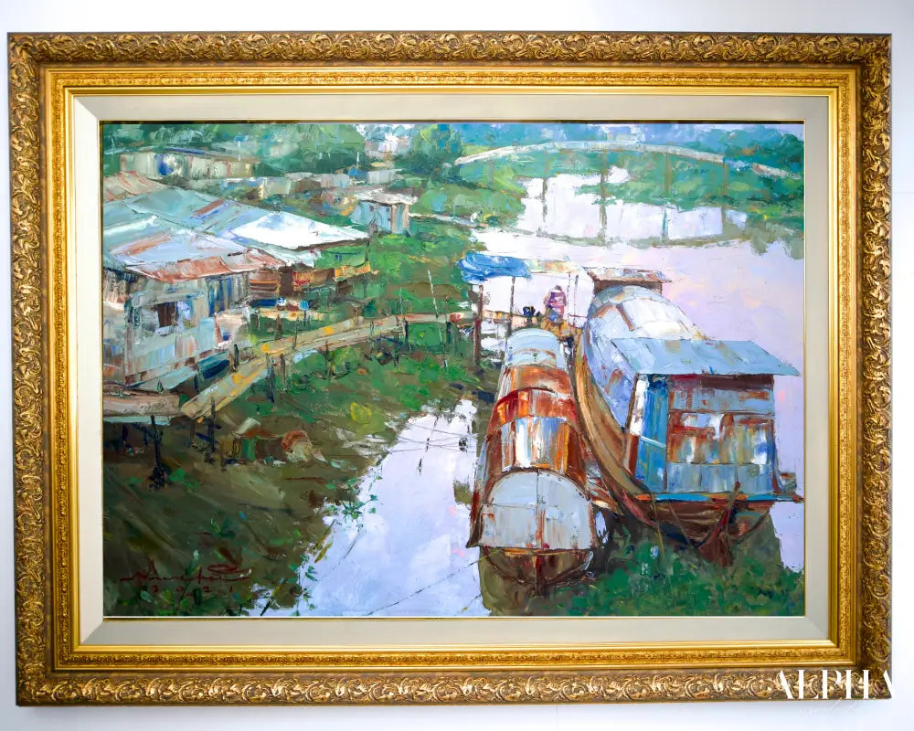 Alongside the river at Ayutthaya – Somchai | 80 x 120 cm Reproductions de tableaux à la peinture à l’huile