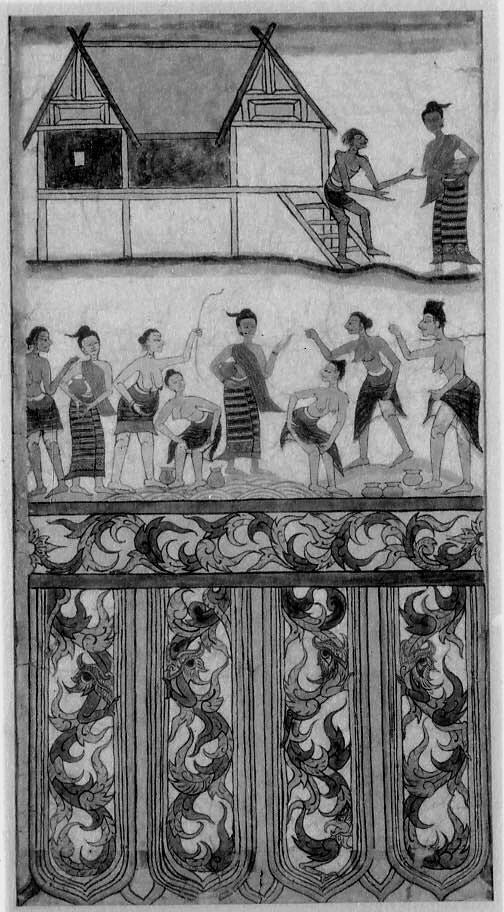 Amittada attaquée par les femmes des brahmanes - Artiste thaïlandais anonyme