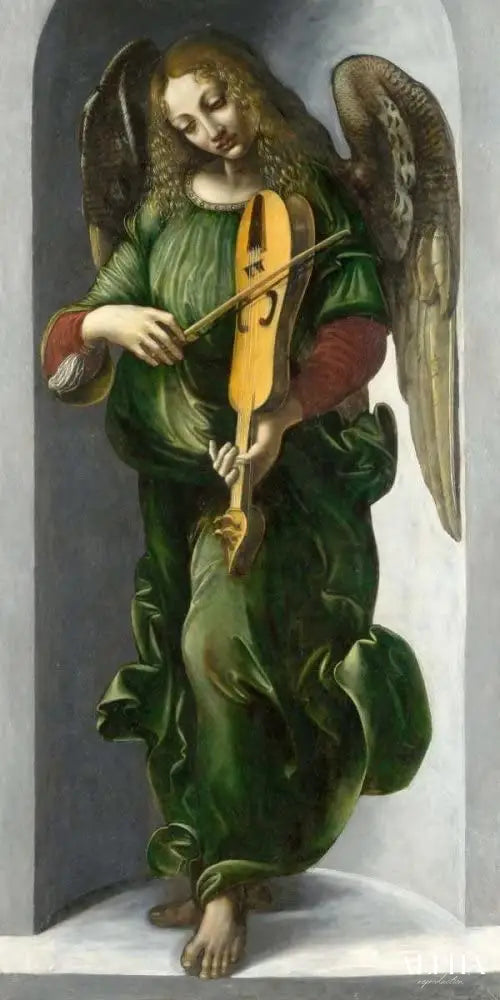 Ange en vert avec violon - Léonard de Vinci - Reproductions de tableaux et peintures haut de gamme