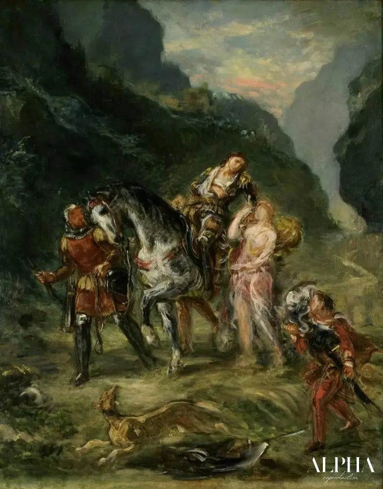 Angelica et le blessé Medoro - Eugène Delacroix - Reproductions de tableaux et peintures haut de gamme