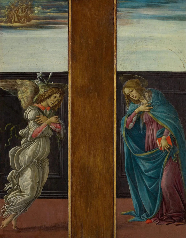수태고지: 가브리엘과 동정녀, 1495-1498 - Botticelli 및 워크숍
