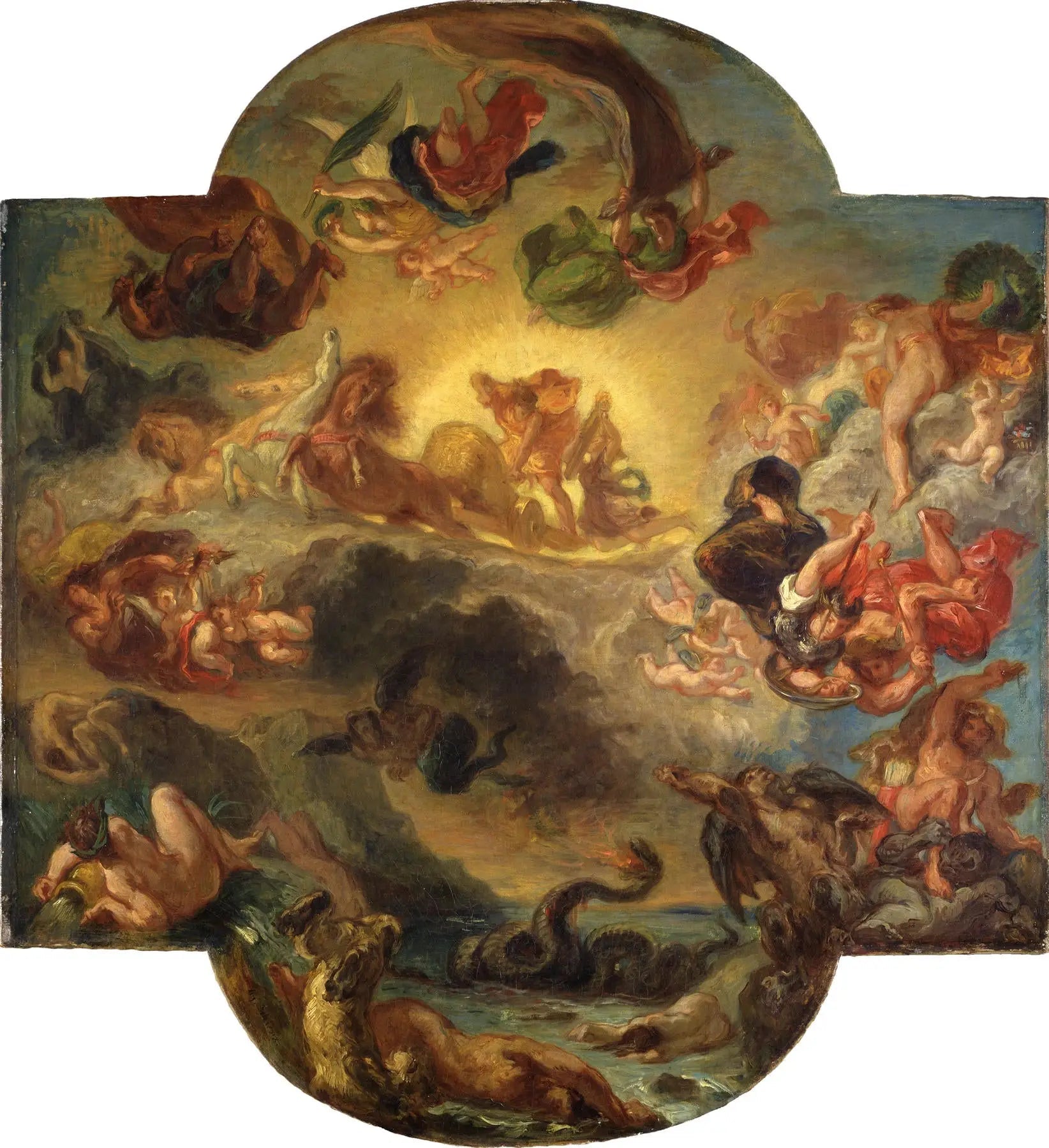 Apollon vainqueur du serpent Python - Eugène Delacroix image 1 reproduction artisanale de tableau
