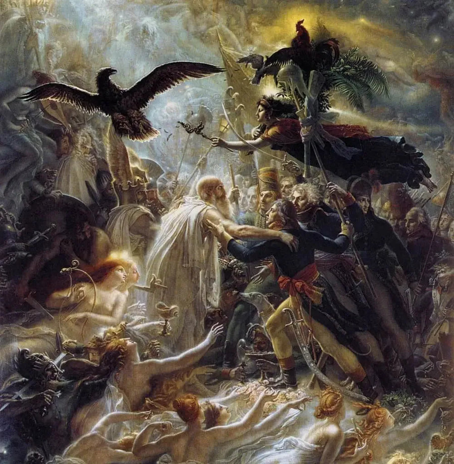 자유 전쟁 동안 조국을 위해 죽은 프랑스 영웅들의 영광 - 앙 루이 지로데

Source:
Apothéose des héros français morts pour la patrie pendant la guerre de la liberté - Anne-Louis Girodet