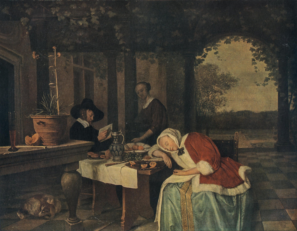 Après le repas - Jan Steen image 1 copie de tableau peinte à la main