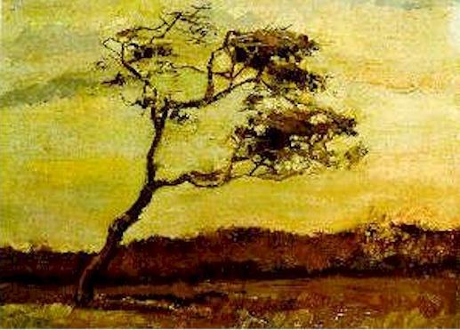 Reproduction du tableau « Arbre fouetté par le vent - Vincent van Gogh » par Alpha Reproduction en peinture à l’huile