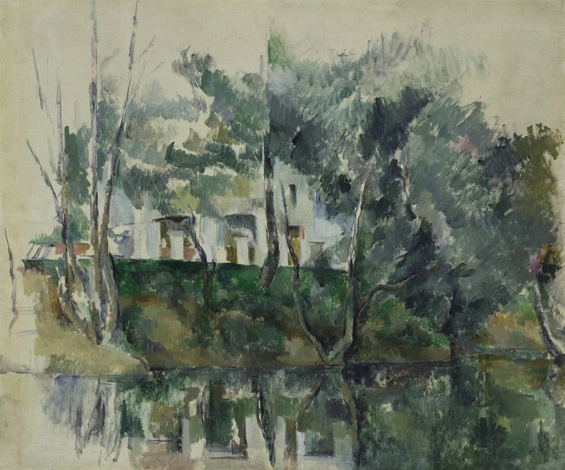물가의 나무와 집들 - Paul Cézanne