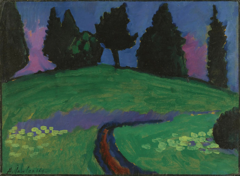어두운 나무들이 푸른 언덕 위에 서 있다 - 알렉세이 폰 야울렌스키

Source:
Arbres sombres sur une pente verte - Alexej von Jawlensky