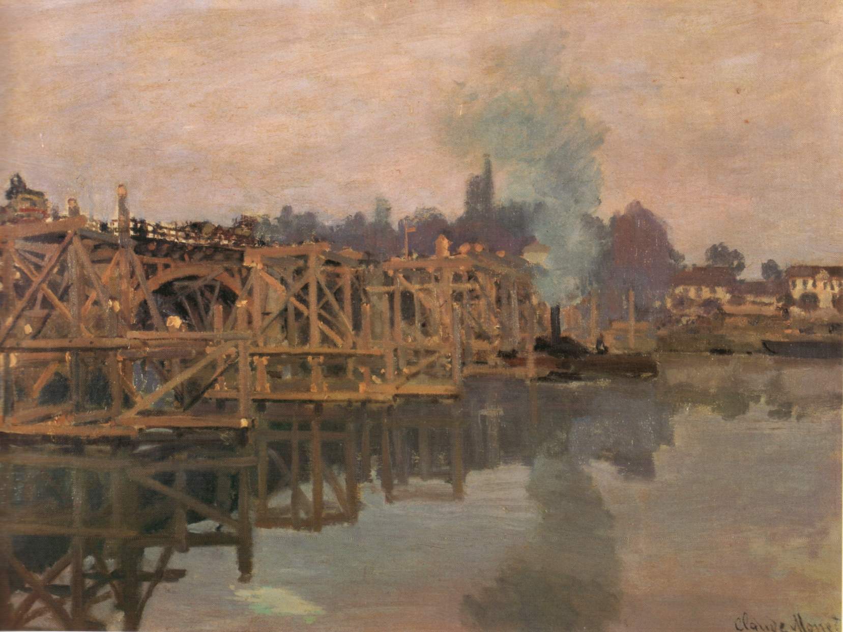 Reproduction du tableau « Argenteuil, le pont en réparation - Claude Monet » par Alpha Reproduction en peinture à l’huile