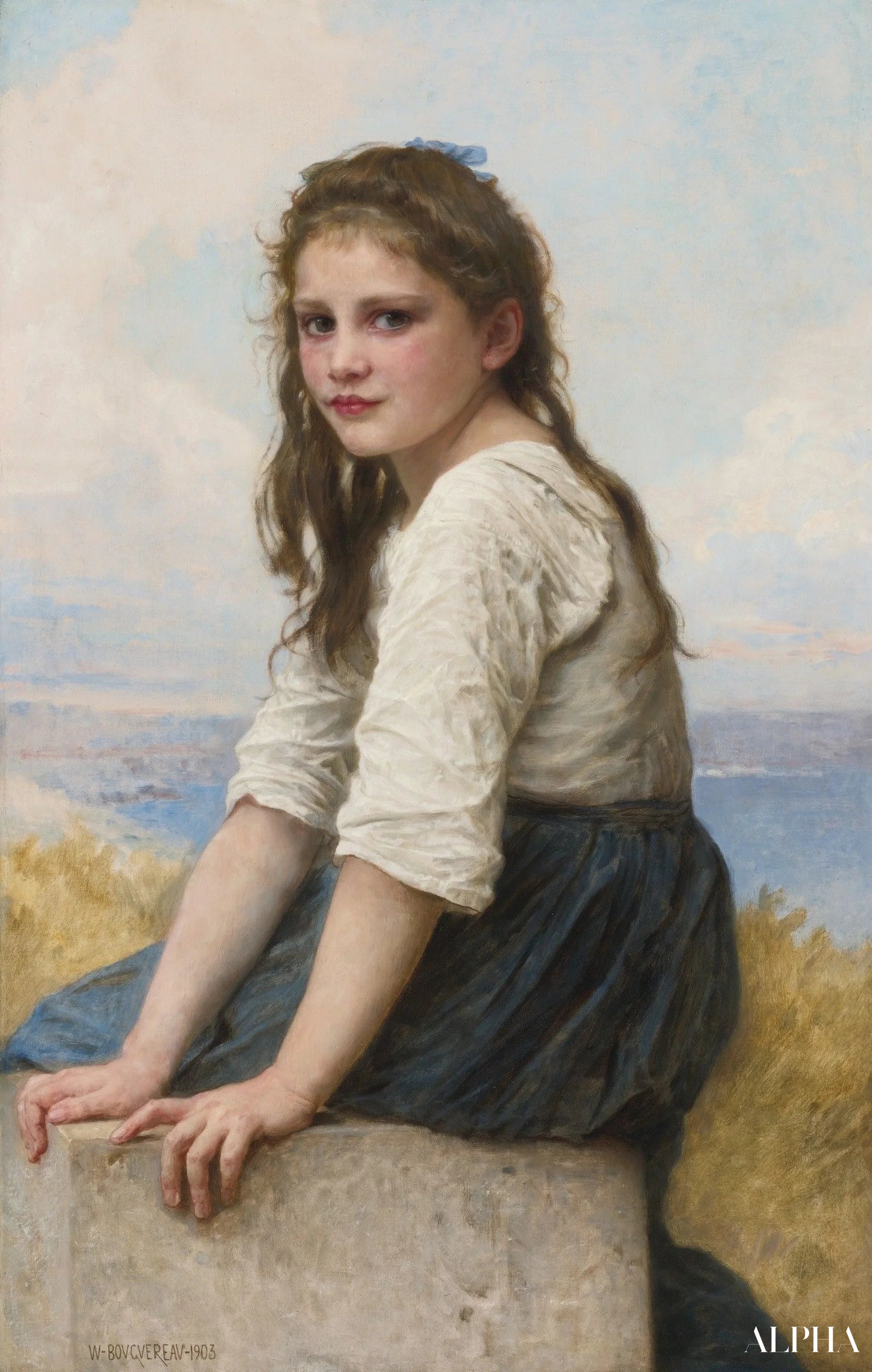 Au bord de la mer - William Bouguereau - Reproductions de tableaux et peintures haut de gamme