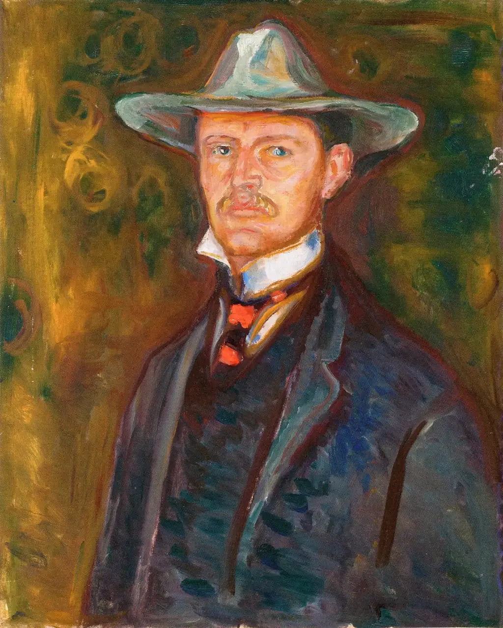 Reproduction du tableau « Autoportrait au chapeau à larges bords - Edvard Munch » par Alpha Reproduction en peinture à l’huile
