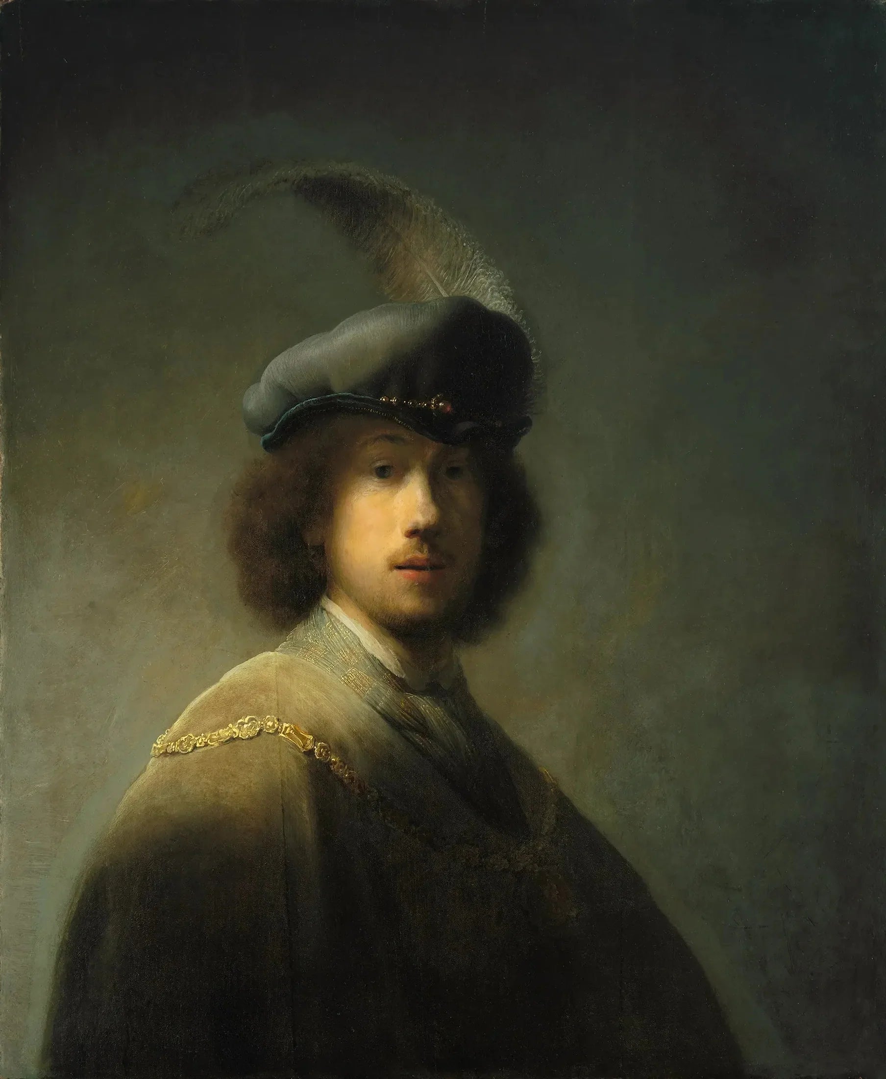 Autoportrait avec béret à plume - Rembrandt image 1 copie de tableau peinte à la main