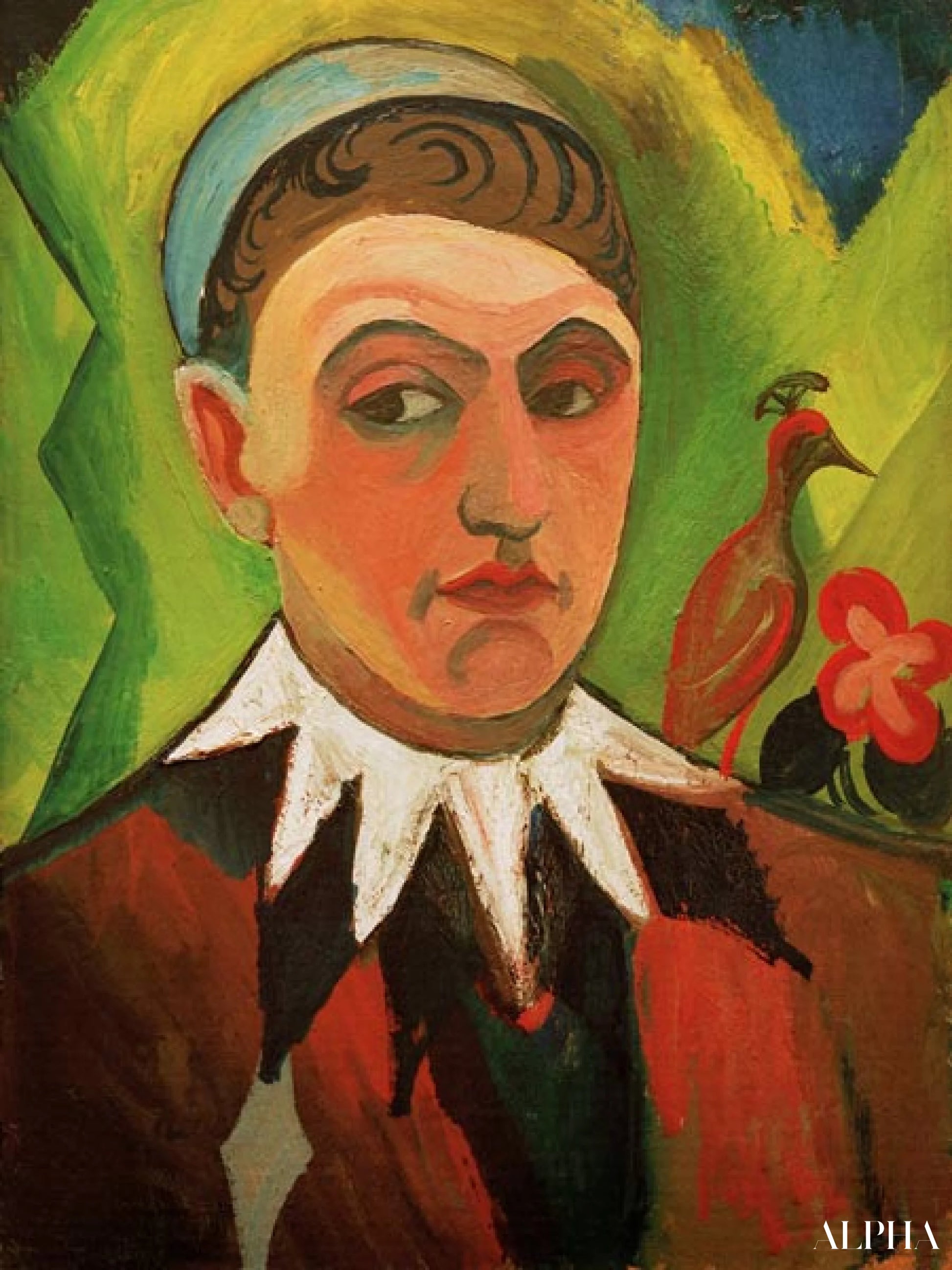 광대 복장을 한 자화상, 1913 - August Macke - 고급 그림 및 회화 복제