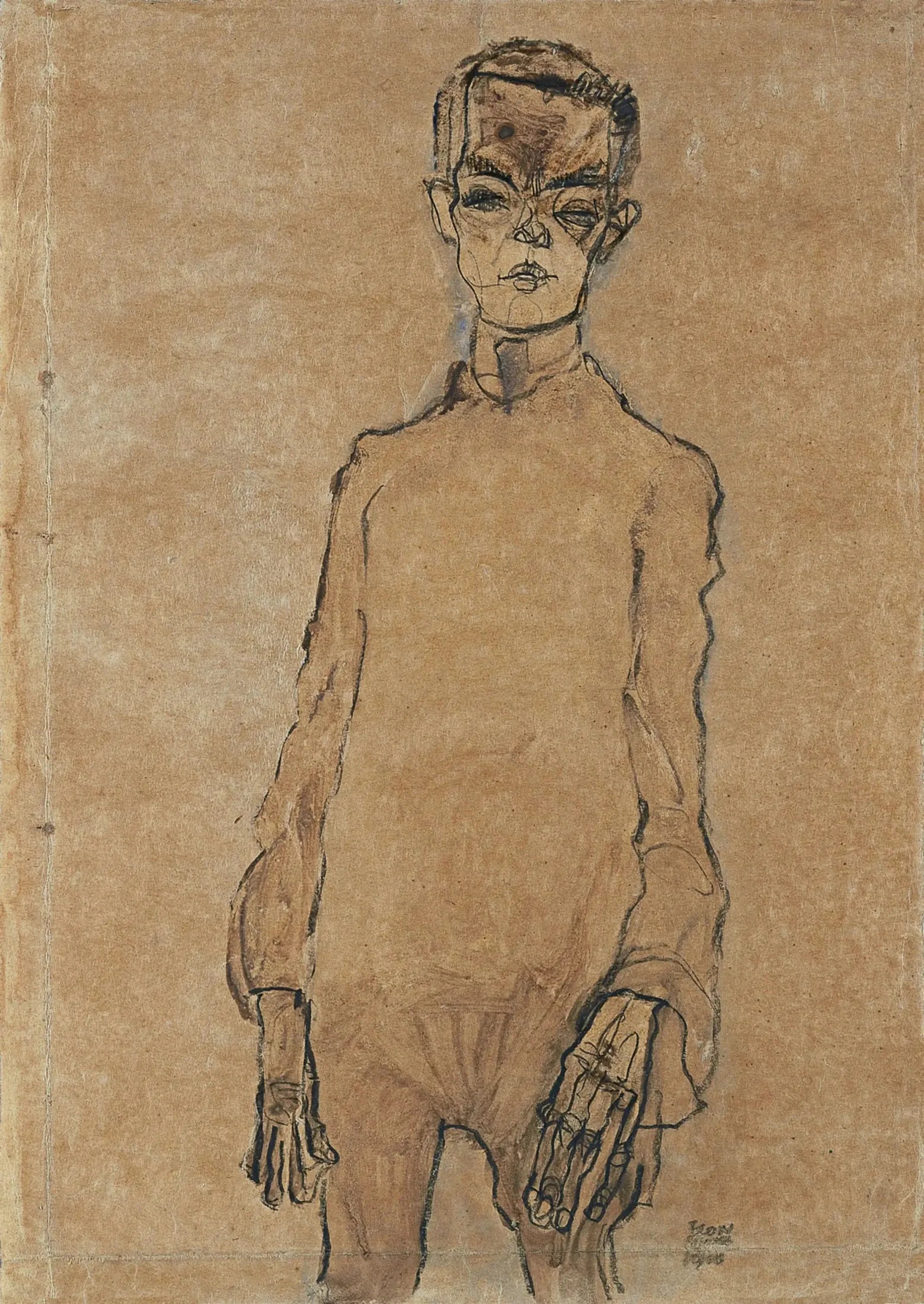Autoportrait - Egon Schiele image 1 reproduction artisanale de tableau