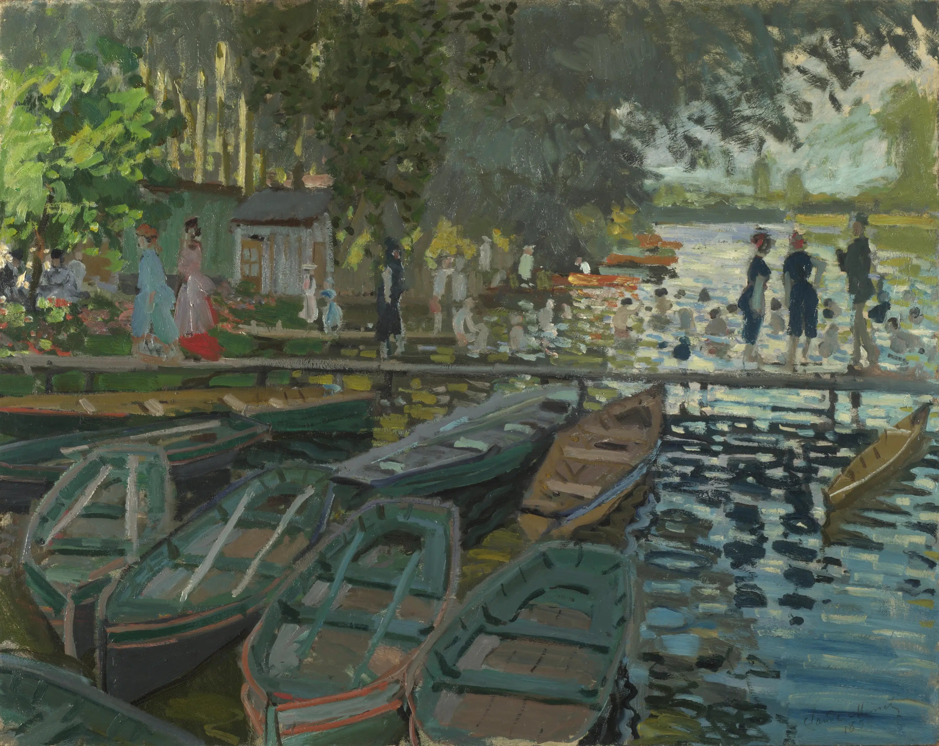 Baigneurs à la Grenouillère - Claude Monet image 1 reproduction artisanale de tableau
