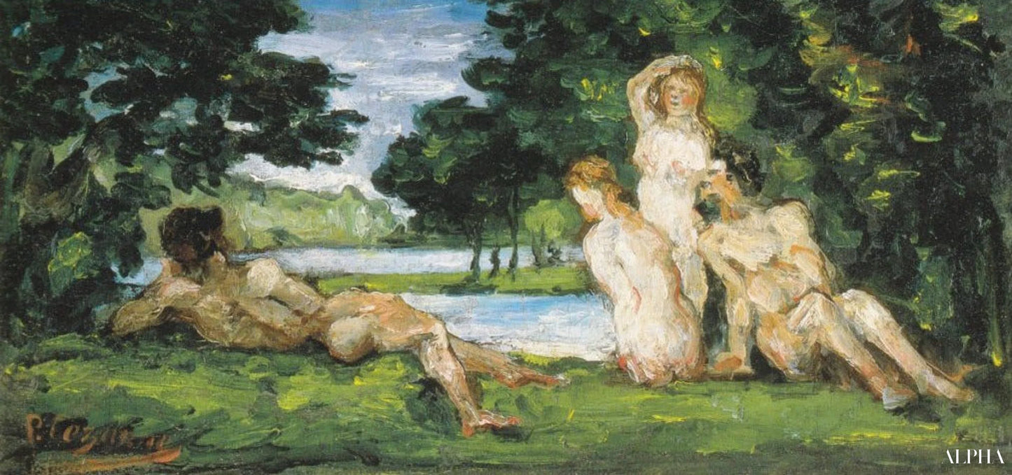 목욕하는 사람들, 남성과 여성 - Paul Cézanne - 고급 그림 및 회화 복제본