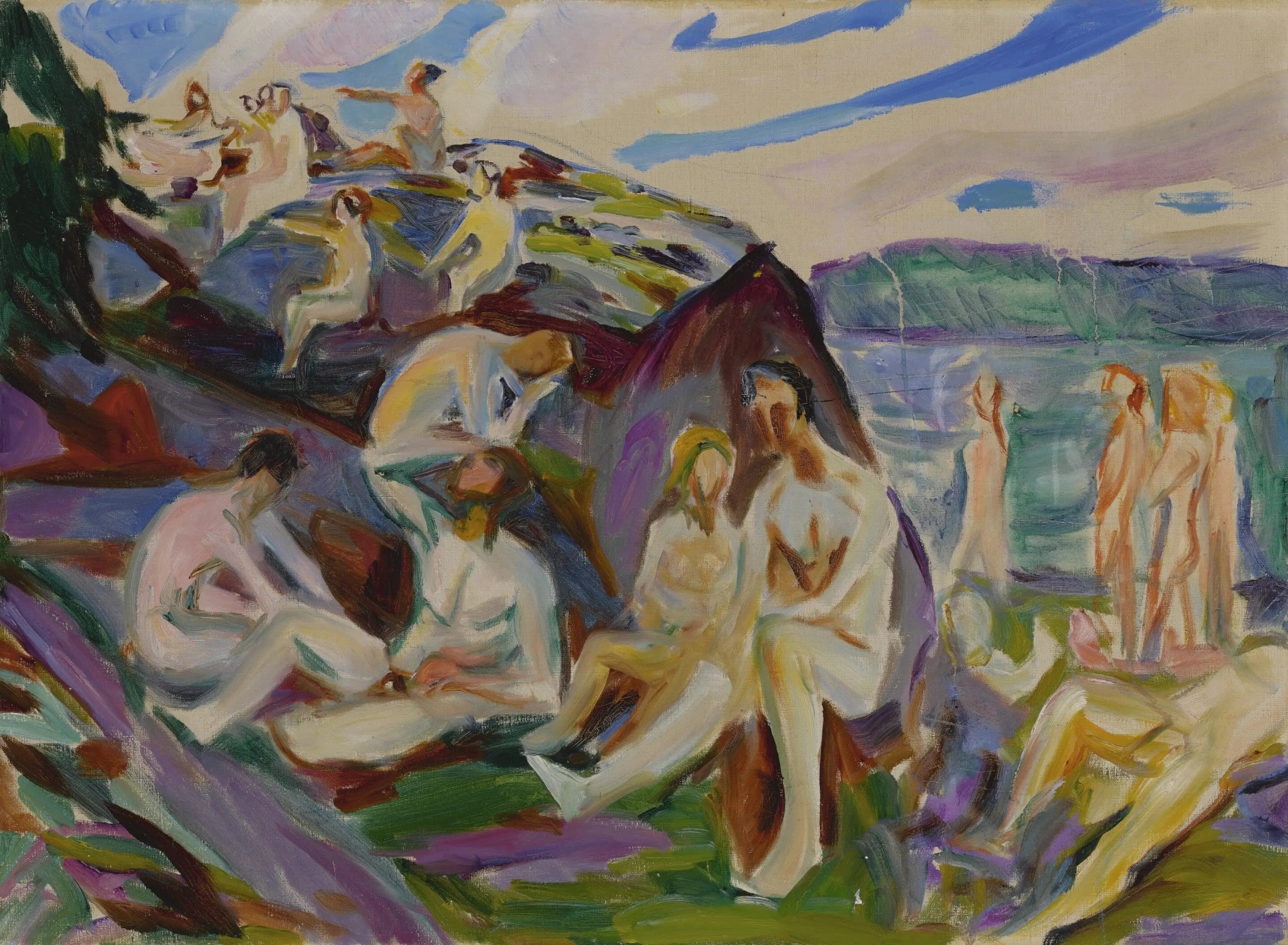 Reproduction du tableau « Baigneurs sur les rochers - Edvard Munch » par Alpha Reproduction en peinture à l’huile