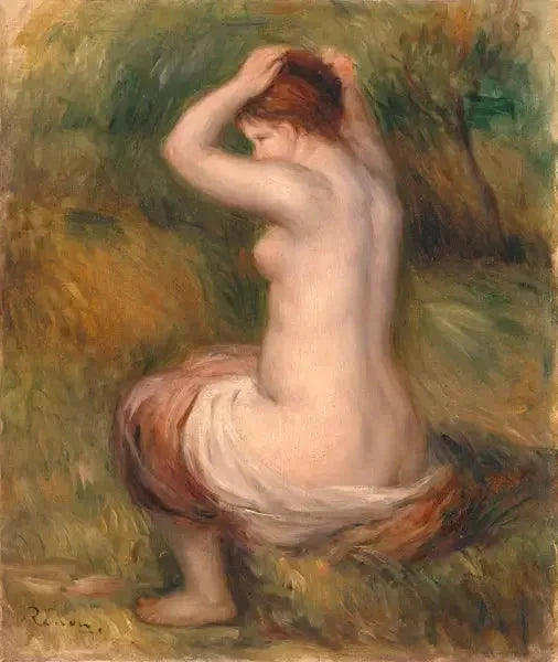 Baigneuse arrangeant ses cheveux, Renoir – reproduction peinture à l’huile sur toile