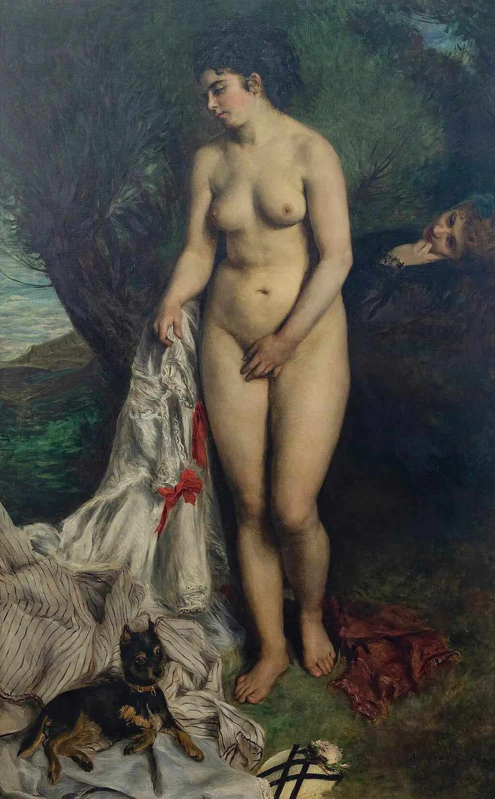 Baigneuse avec un griffon ou Lise au bord de la Seine - Pierre-Auguste Renoir image 1 reproduction artisanale de tableau