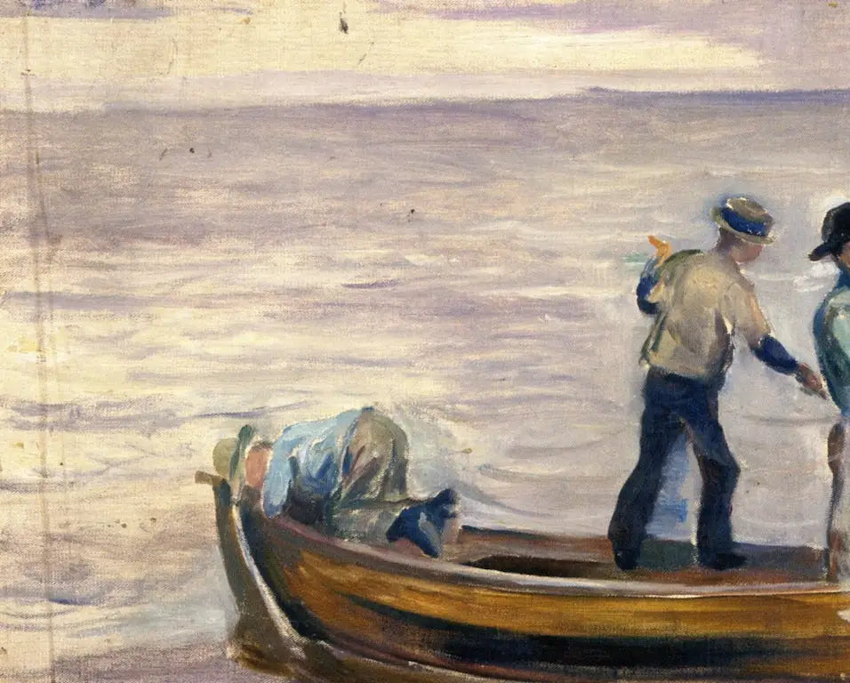 Reproduction du tableau « Bateau avec trois garçons - Edvard Munch » par Alpha Reproduction en peinture à l’huile