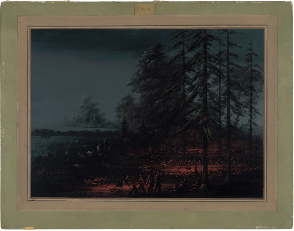 Bivouac d'un groupe de guerre sioux - George Catlin image 1 tableau peint à l’huile sur toile