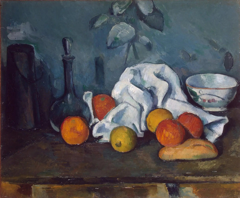 우유 상자, 물병 및 그릇 - Paul Cézanne