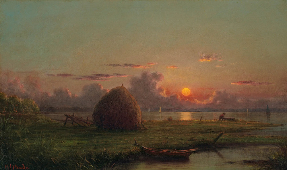 Botte de foin au coucher du soleil - Martin Johnson Heade image 1 reproduction d’œuvre d’art à l’huile