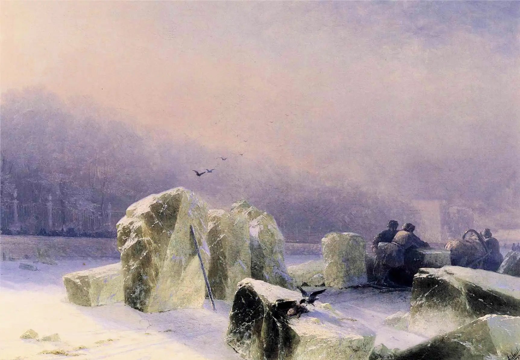 Brise-glace sur la Neva gelée à Saint-Pétersbourg - Ivan Aïvazovski - Alpha Reproduction
