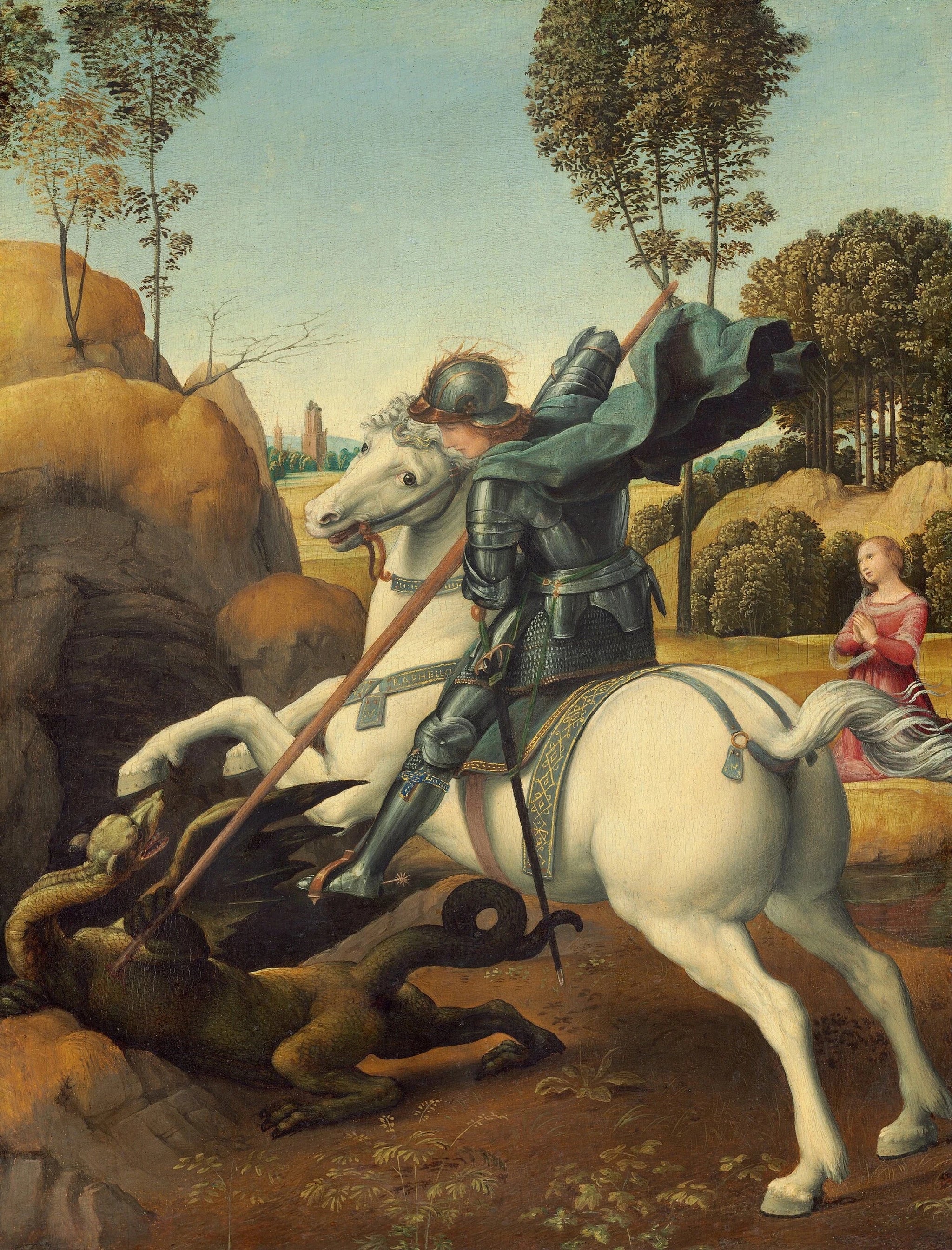 Saint Georges et le Dragon - Raphaël Sanzio - Réproduction huile sur toile
