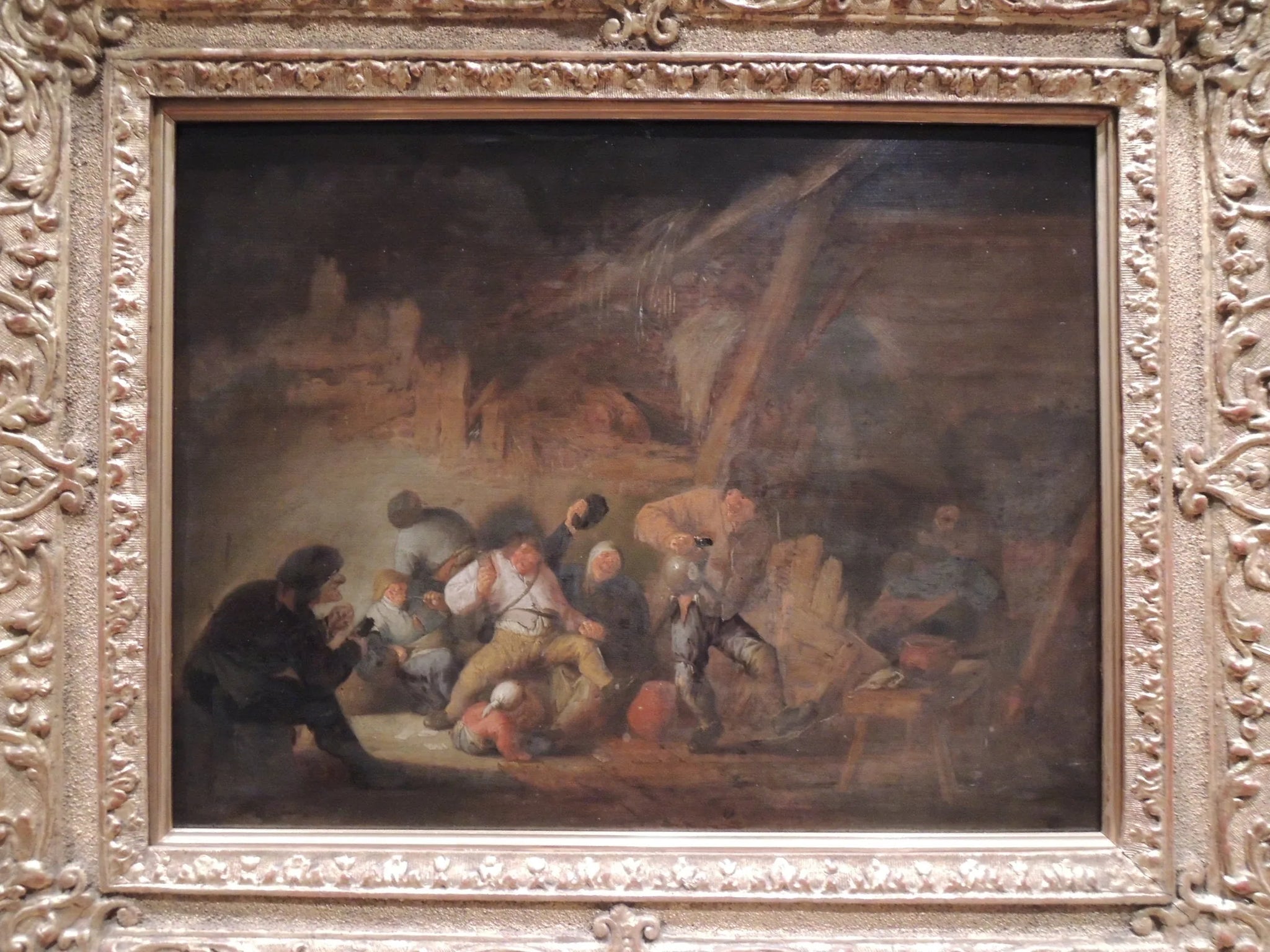 Buveurs dans une grange - Adriaen Brouwer image 1 copie de tableau peinte à la main