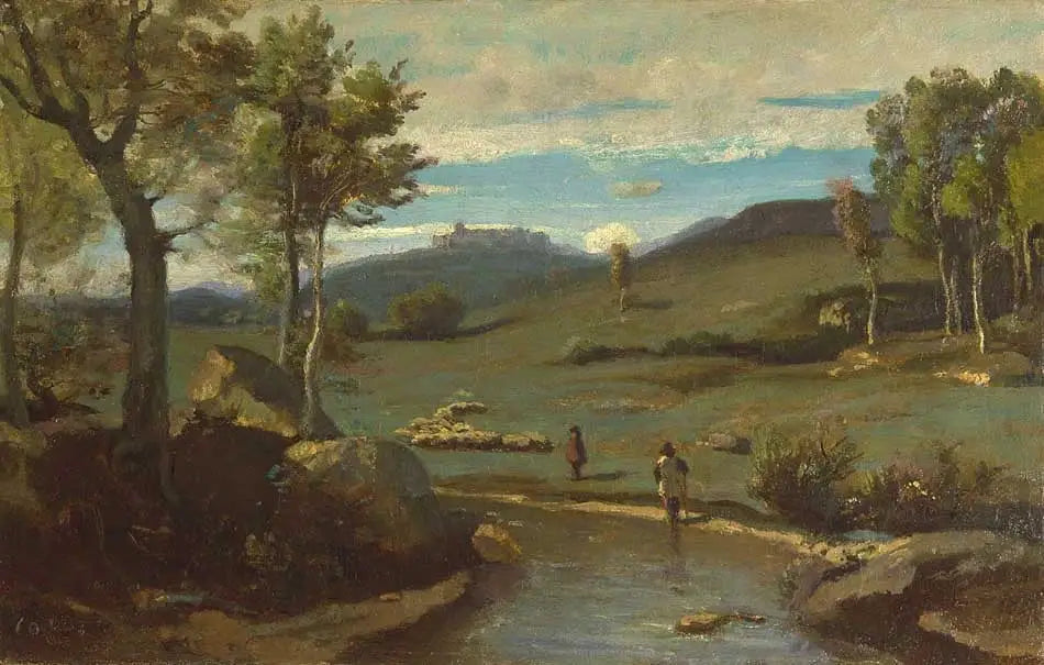 Campagne Romaine – Vallée rocheuse avec un troupeau - Jean-Baptiste Camille Corot - Alpha Reproduction