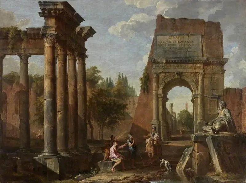 Capriccio architectural Arc de Titus avec figures - Giovanni Paolo Panini - Alpha Reproduction