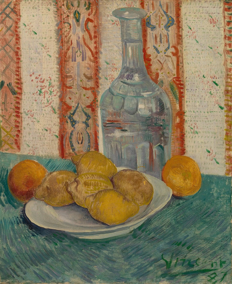 감귤류 과일이 담긴 카라페와 접시 - Vincent van Gogh