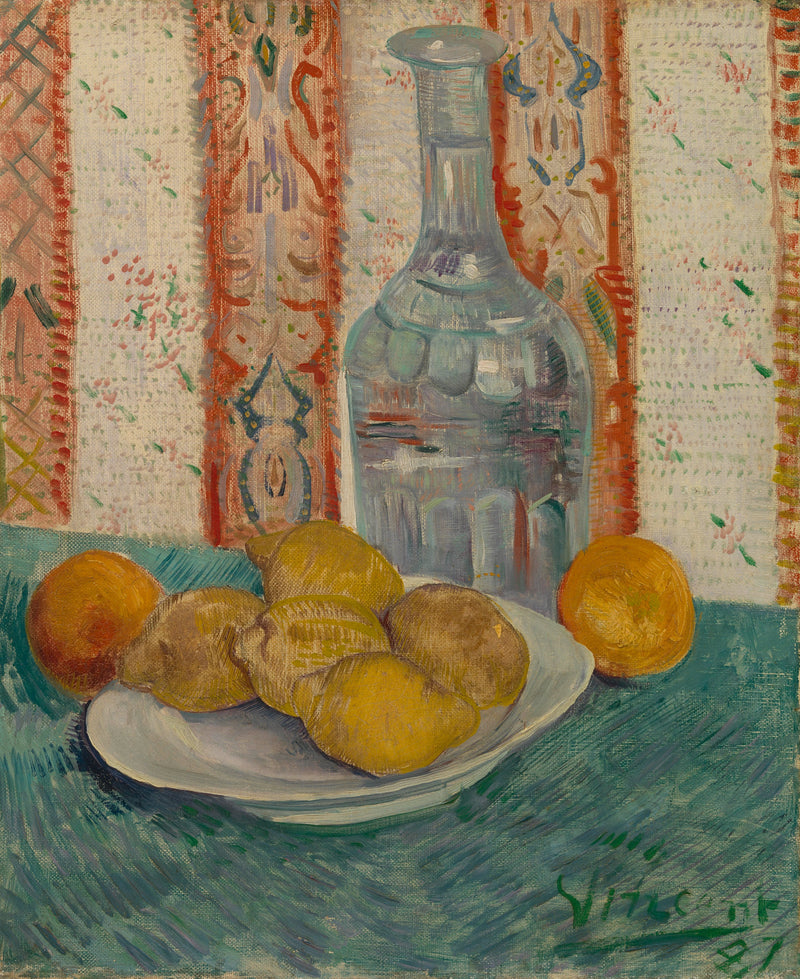 감귤류 과일이 담긴 카라페와 접시 - Vincent van Gogh