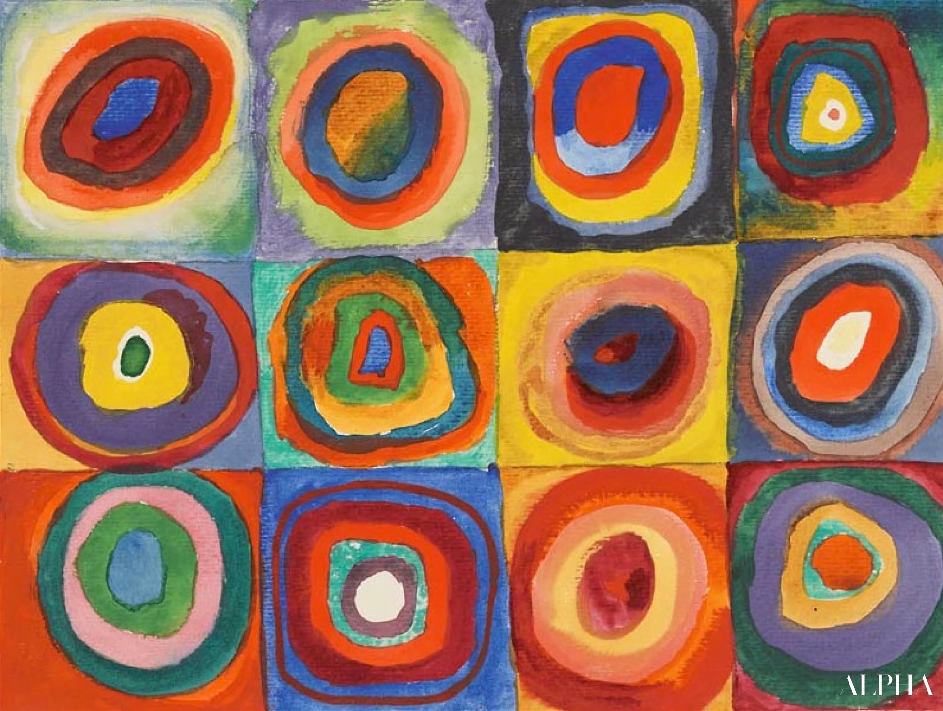 동심원과 정사각형 - Vassily Kandinsky - 고급 그림 및 회화 복제본