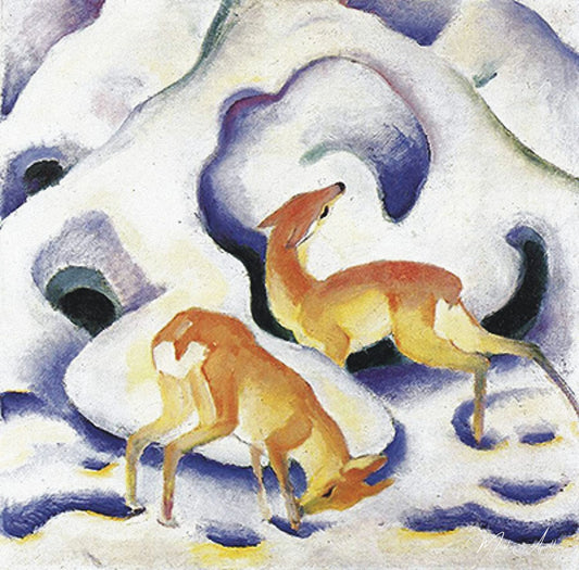 Cerf dans la neige - Franz Marc - Reproductions de tableaux et peintures haut de gamme