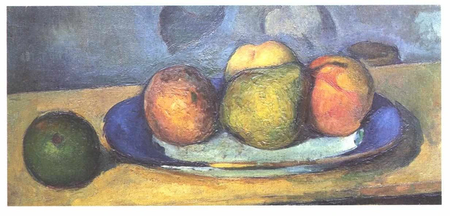 파란 테두리 접시와 과일 - Paul Cézanne